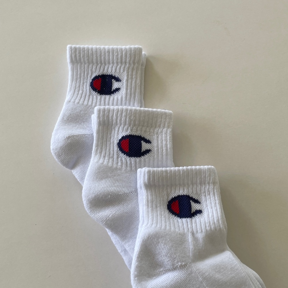 Champion Ankle Socks Embroidered Logo White Athletic Men’s Sock 3 Pair